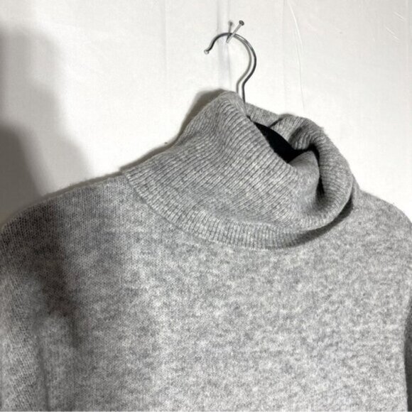 Mango Oversized Grey Knit Turtleneck Sweater W Bubble Sleeves M - Picture 9 of 14